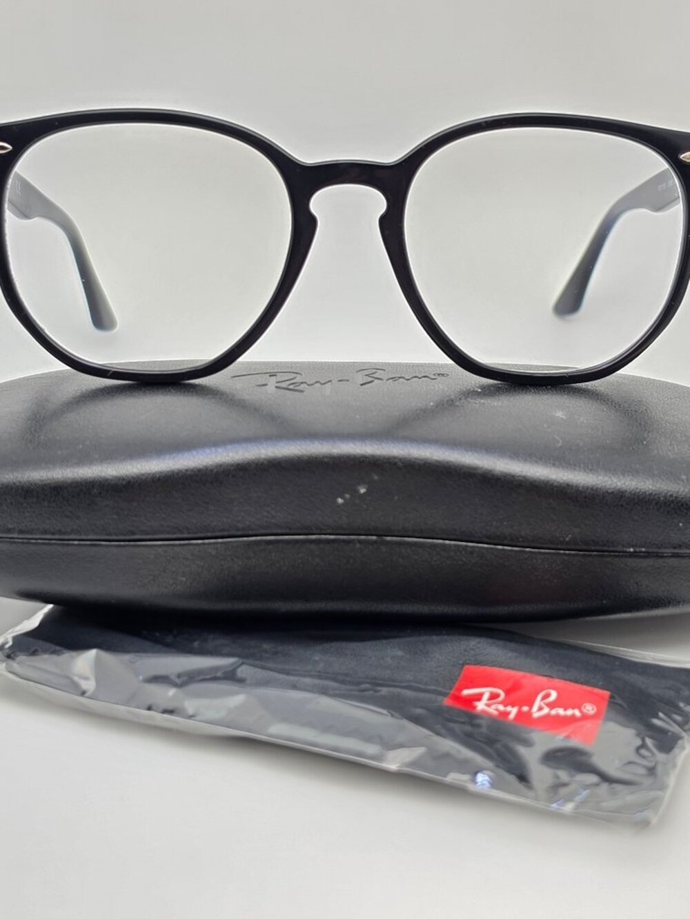 Ray-Ban RB7151 2000 Hexagonal Polished Black Eyeglasses Frame w/ Case 52-19-145